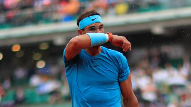 Nadal, durante el partido de cuartos en Roland Garros.