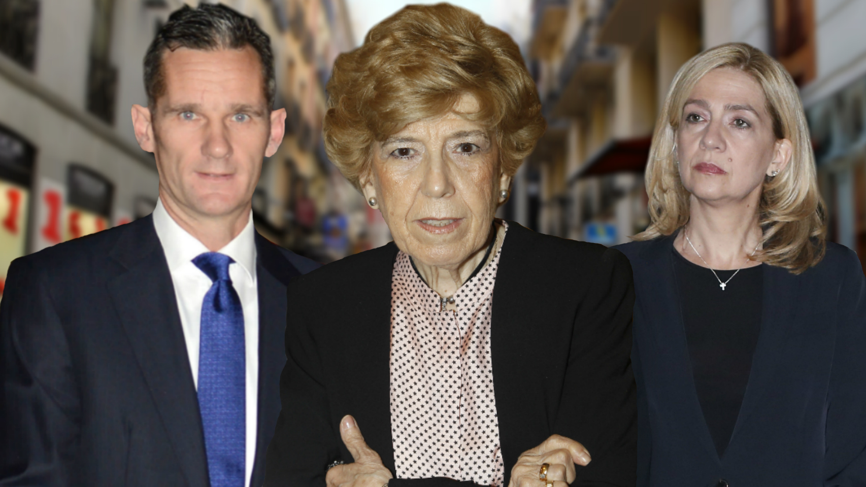 Urdangarin, Pilar Urbano y la infanta Cristina en un montaje de Jaleos.