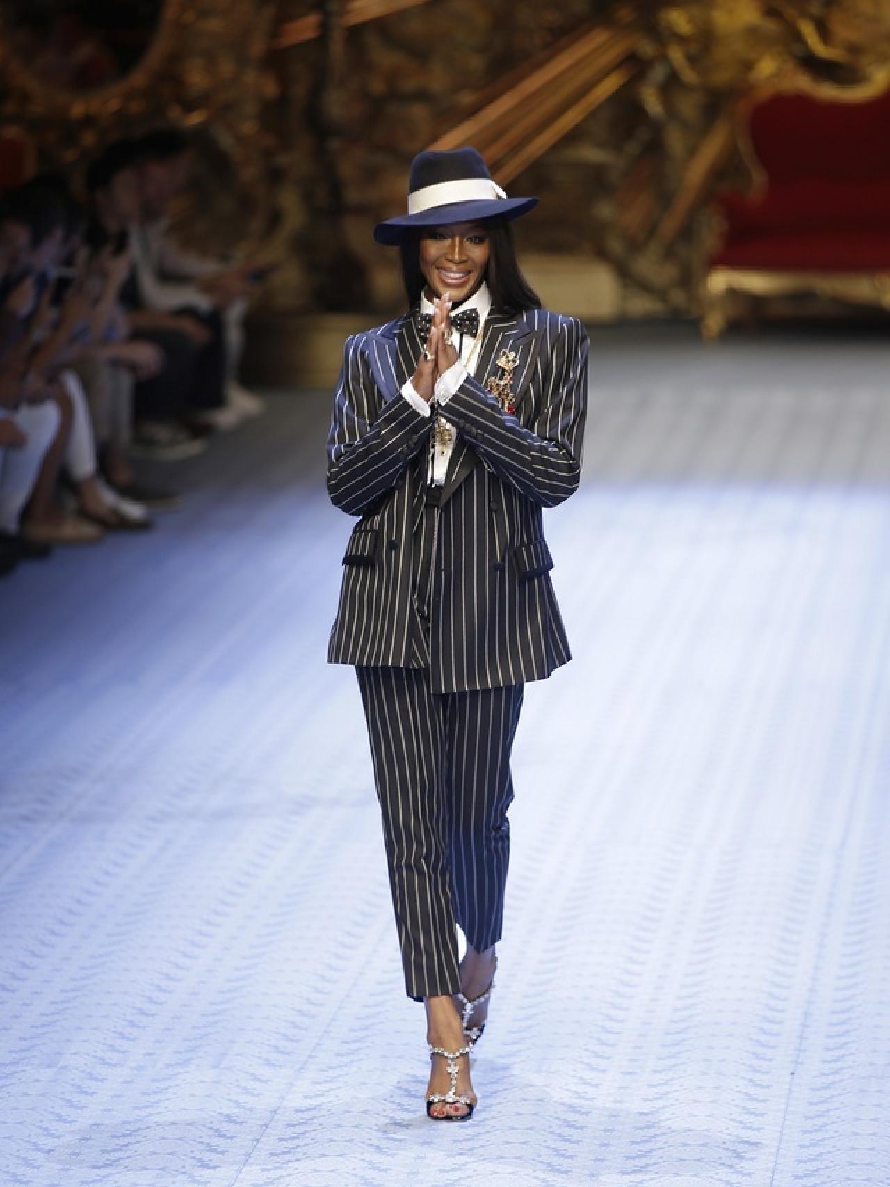 Naomi Campbell durante el desfile en Milán.