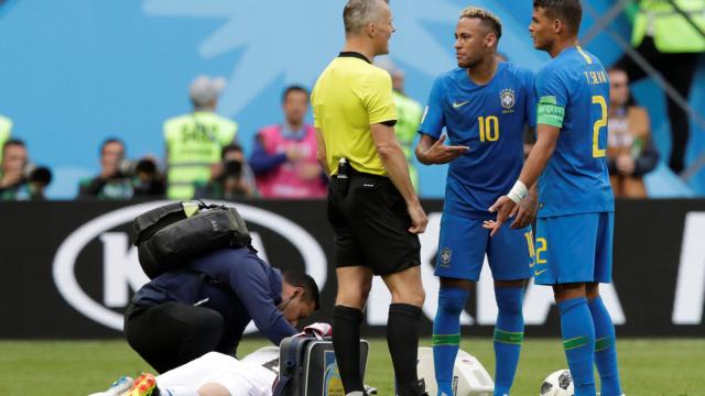 Thiago Silva y Neymar en el Brasil - Costa Rica.