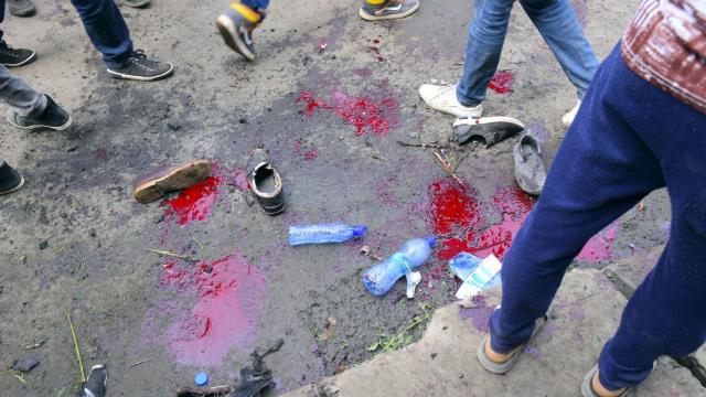 Los estragos de la explosión en el mitin