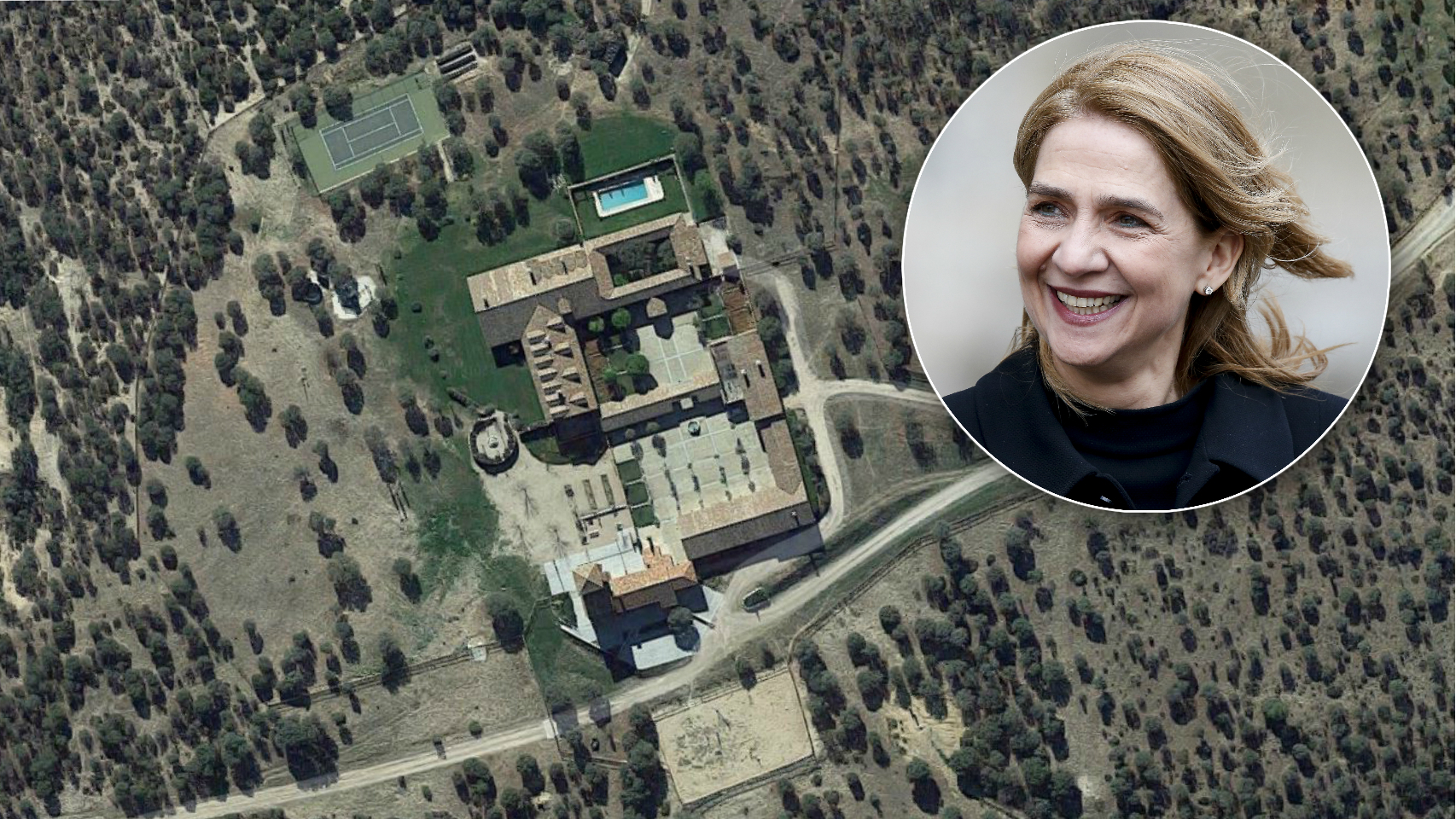 La finca con un montaje de la infanta.