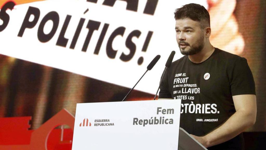 Rufián lee la carta de Junqueras este sábado.