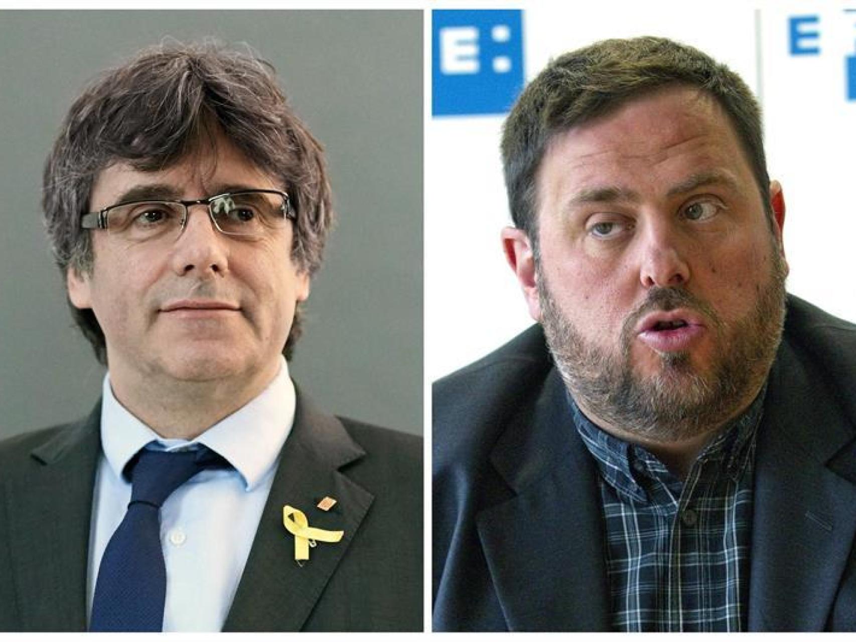 Carles Puigdemont y Oriol Junqueras, en fotos de archivo.