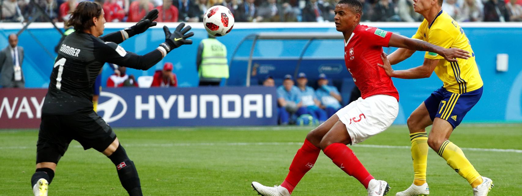 Imagen del partido de octavos del Mundial Suecia - Suiza.