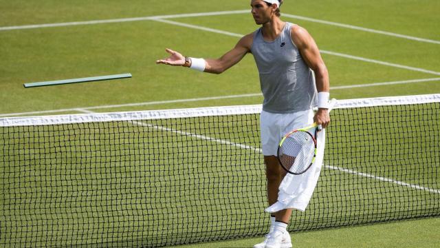 Nadal, en un entrenamiento en Wimbledon.