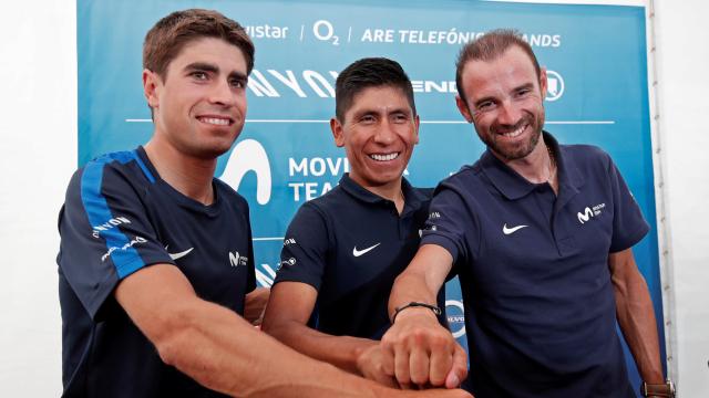 Landa, Quintana y Valverde en la previa del Tour.