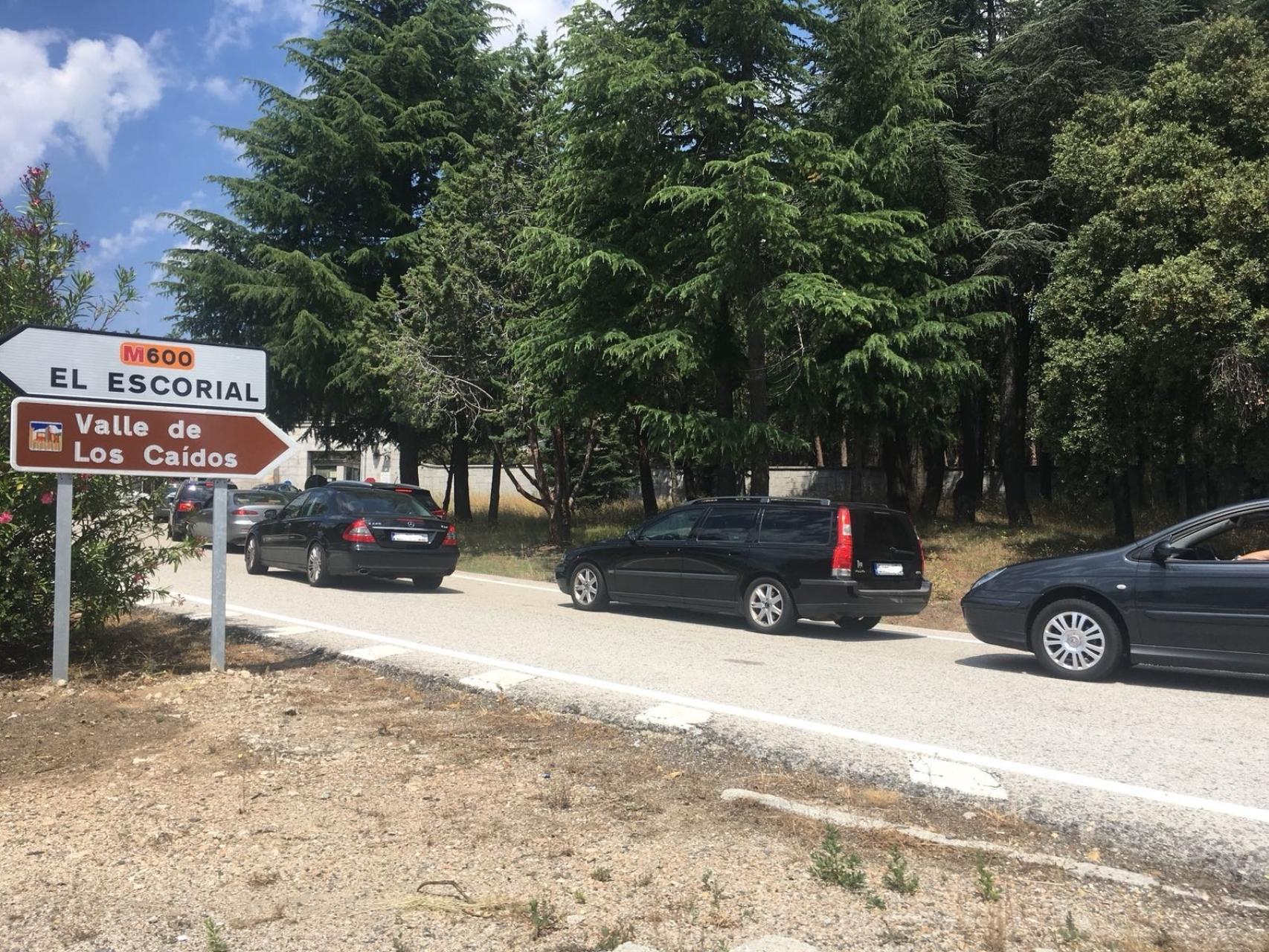 Entrada al Valle de los Caídos este domingo.