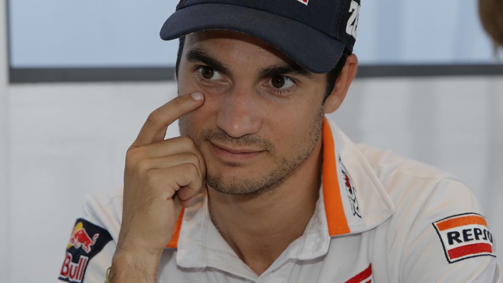 Dani Pedrosa, durante una rueda de prensa, esta temporada.