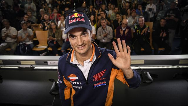 Dani Pedrosa, durante la rueda de prensa en Sachsenring, donde ha anunciado  anuncia su retirada de la competición su retirada.