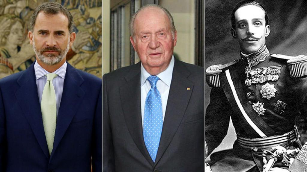 Felipe VI, Juan Carlos y Alfonso XIII.