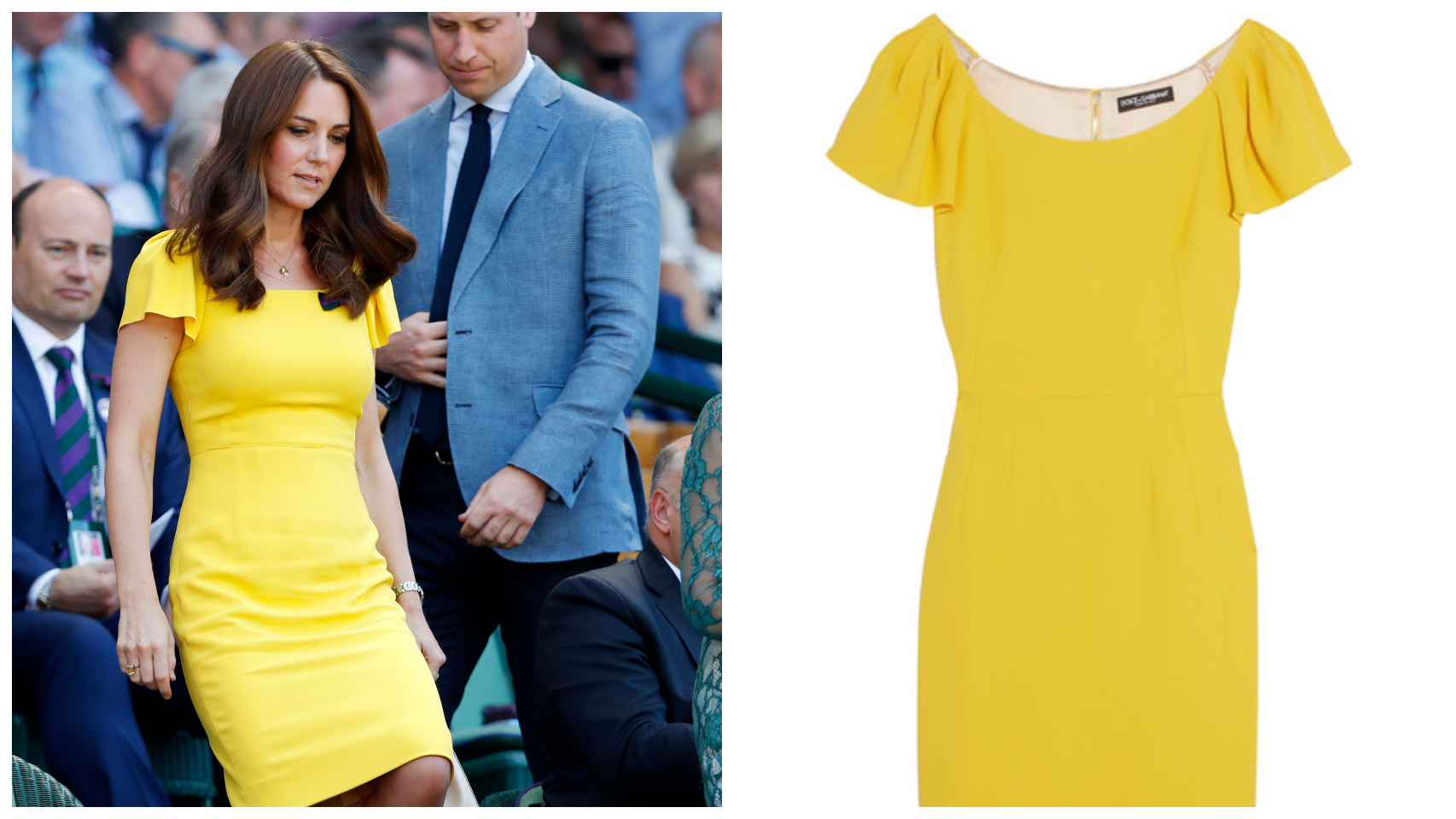 Kate Middleton junto al vestido de Dolce & Gabanna en un montaje.