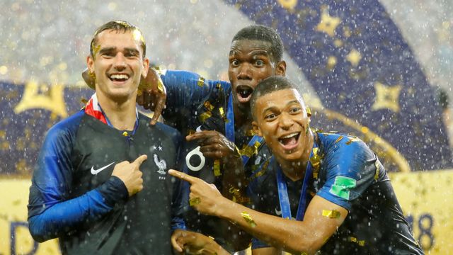Griezmann, Pogba y Mbappé celebran el Mundial de Francia