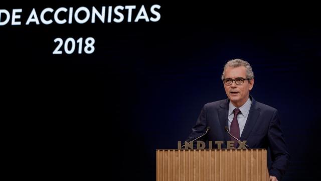 El presidente de Inditex, Pablo Isla, durante la junta de accionistas.