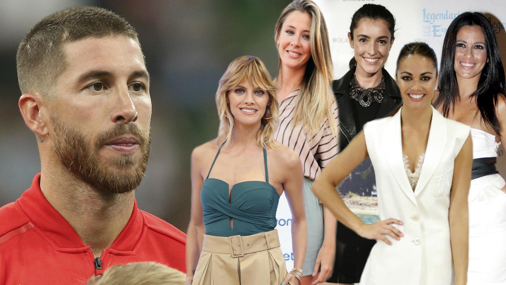 Montaje de Sergio Ramos con Amaia Salamanca, Elisabeth Reyes, Blanca Romero, Lara Álvarez y Nani Gaitán.