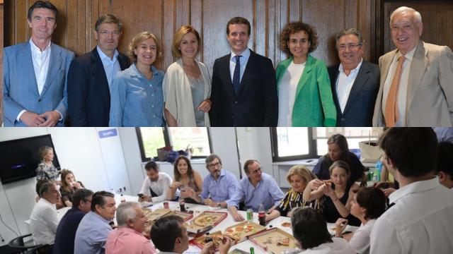 Los dos candidatos en sendas comidas el último día de campaña.