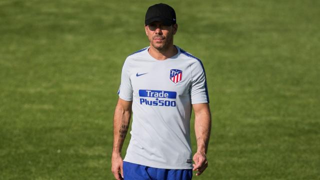 Simeone, durante un entrenamiento de pretemporada con el Atlético de Madrid