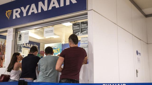Huelga de los trabajadores de cabina en Ryanair en el pasado verano.