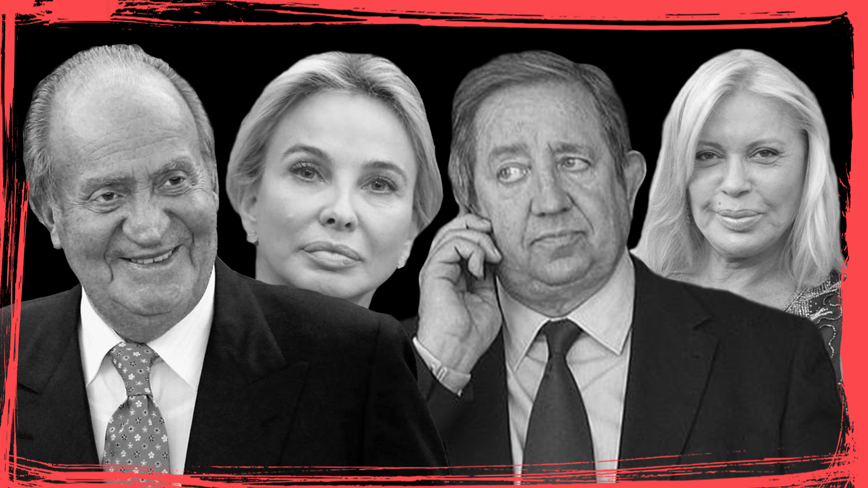 El rey Juan Carlos, Corinna, el empresario Javier de la Rosa y Bárbara Rey.