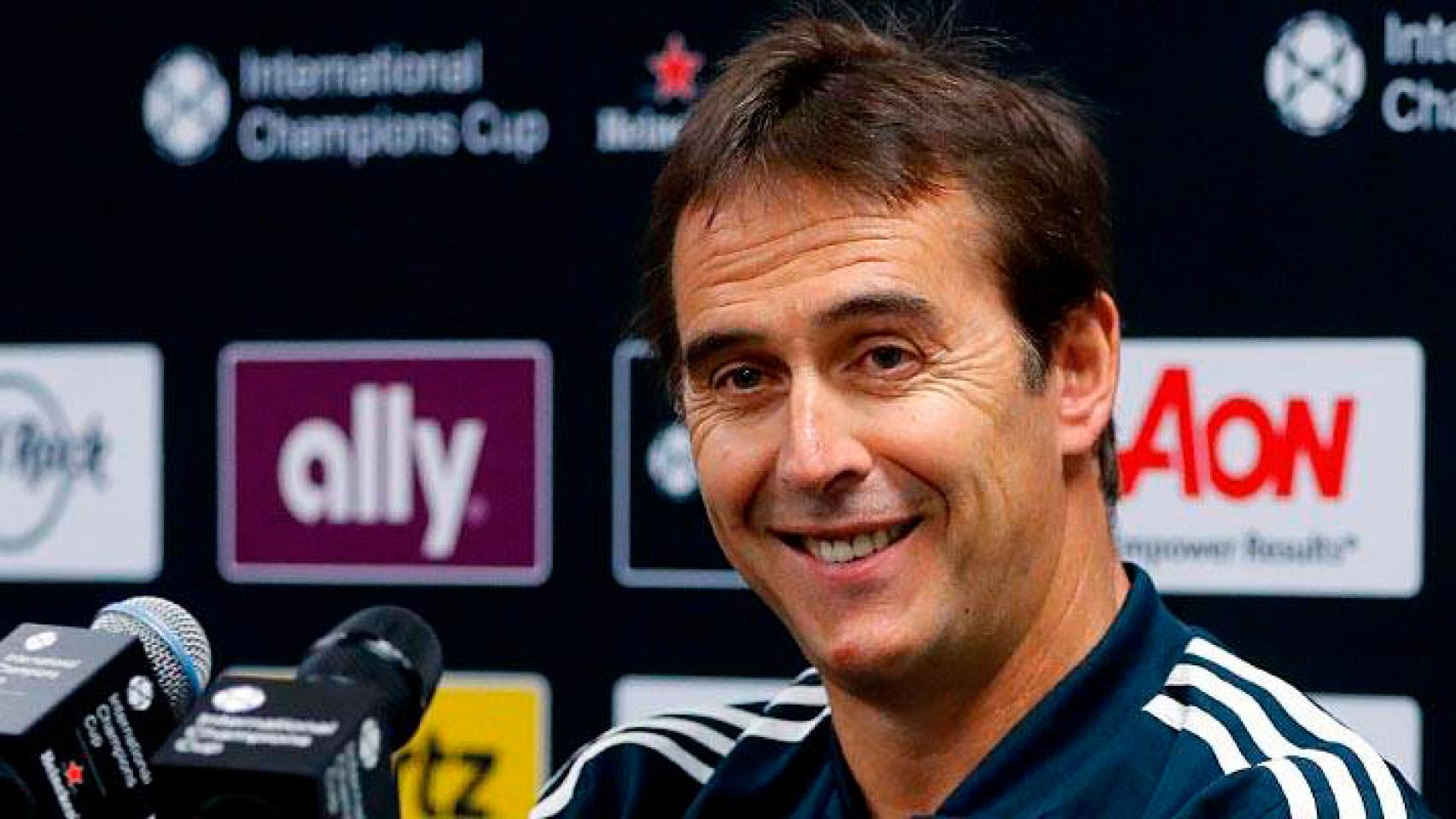 Julen Lopetegui, en rueda de prensa con el Real Madrid