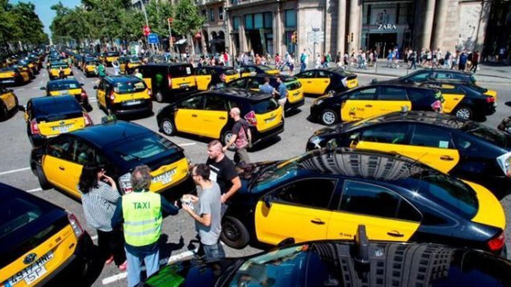Huelga del taxi de Barcelona, en una imagen de archivo.