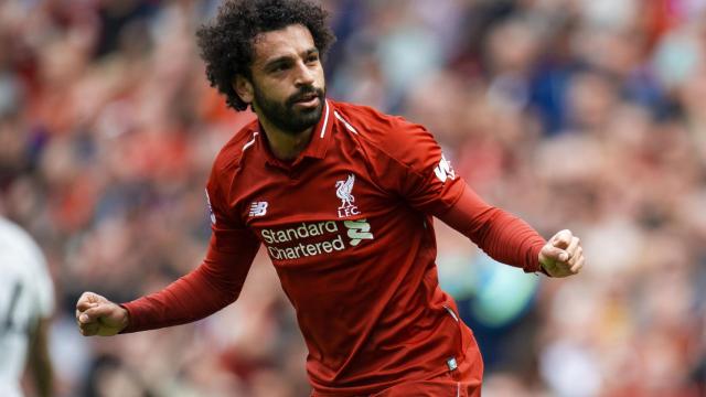 Salah, tras anotar uno de los goles con su equipo en la primera jornada de la Premier League 2018/2019