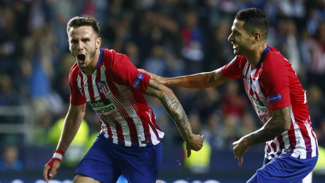 Saul celebra el gol decisivo