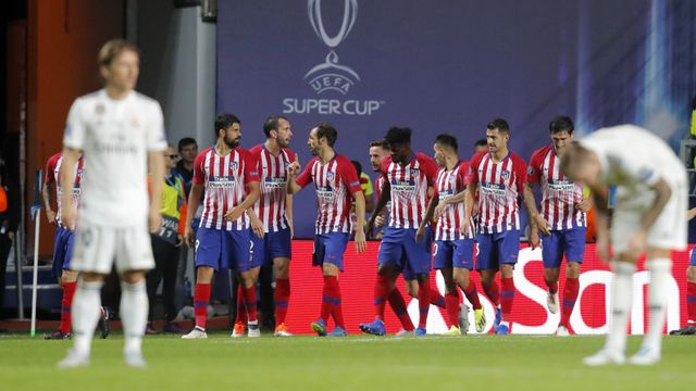 Los jugadores del Atlético de Madrid celebran un gol