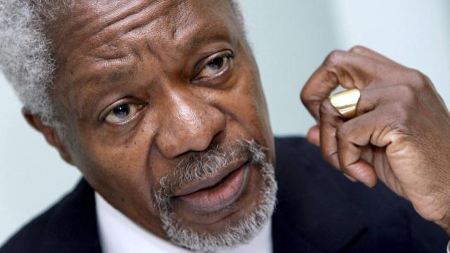Kofi Annan,  en una rueda de prensa en Ginebra en 2007.
