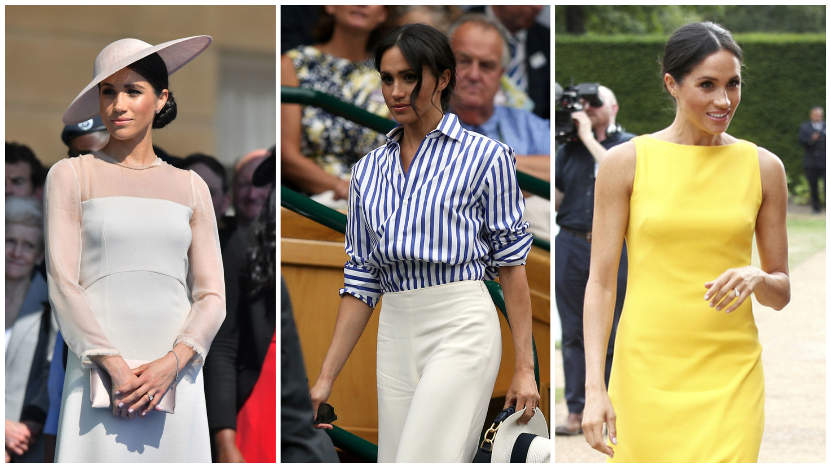 Meghan Markle con diferentes 'looks' en un fotomontaje de Jaleos.