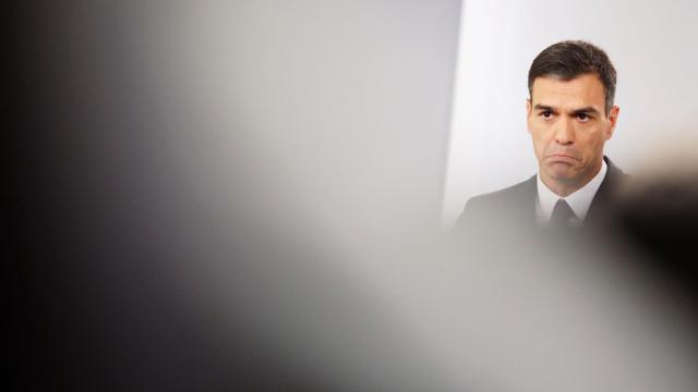 Pedro Sánchez durante una rueda de prensa en el Palacio de La Moncloa.
