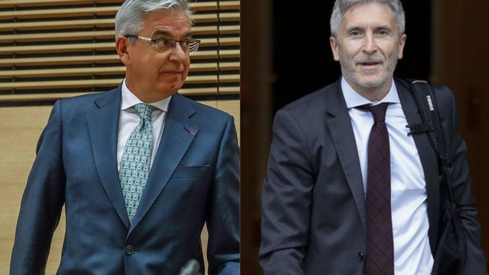 A la izquierda, el coronel Sánchez Corbí; a la derecha, el ministro Grande-Marlaska.