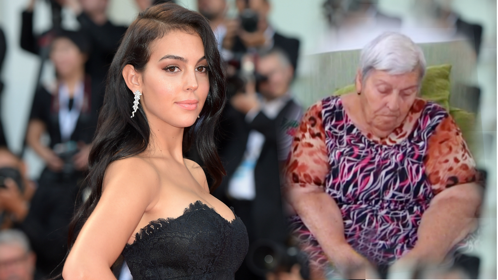 Georgina Rodríguez y su abuela Juana en un montaje de Jaleos.