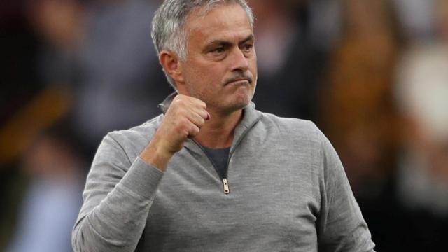 Mourinho celebra una victoria con el United