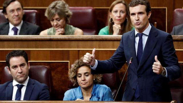Pablo Casado en el Congreso esta mañana.