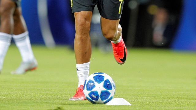 Cristiano Ronaldo, durante un calentamiento