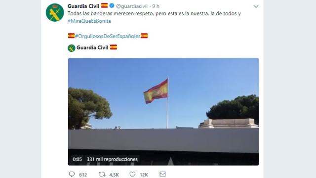 Tuit difundido por la Guardia Civil en este 1-O.