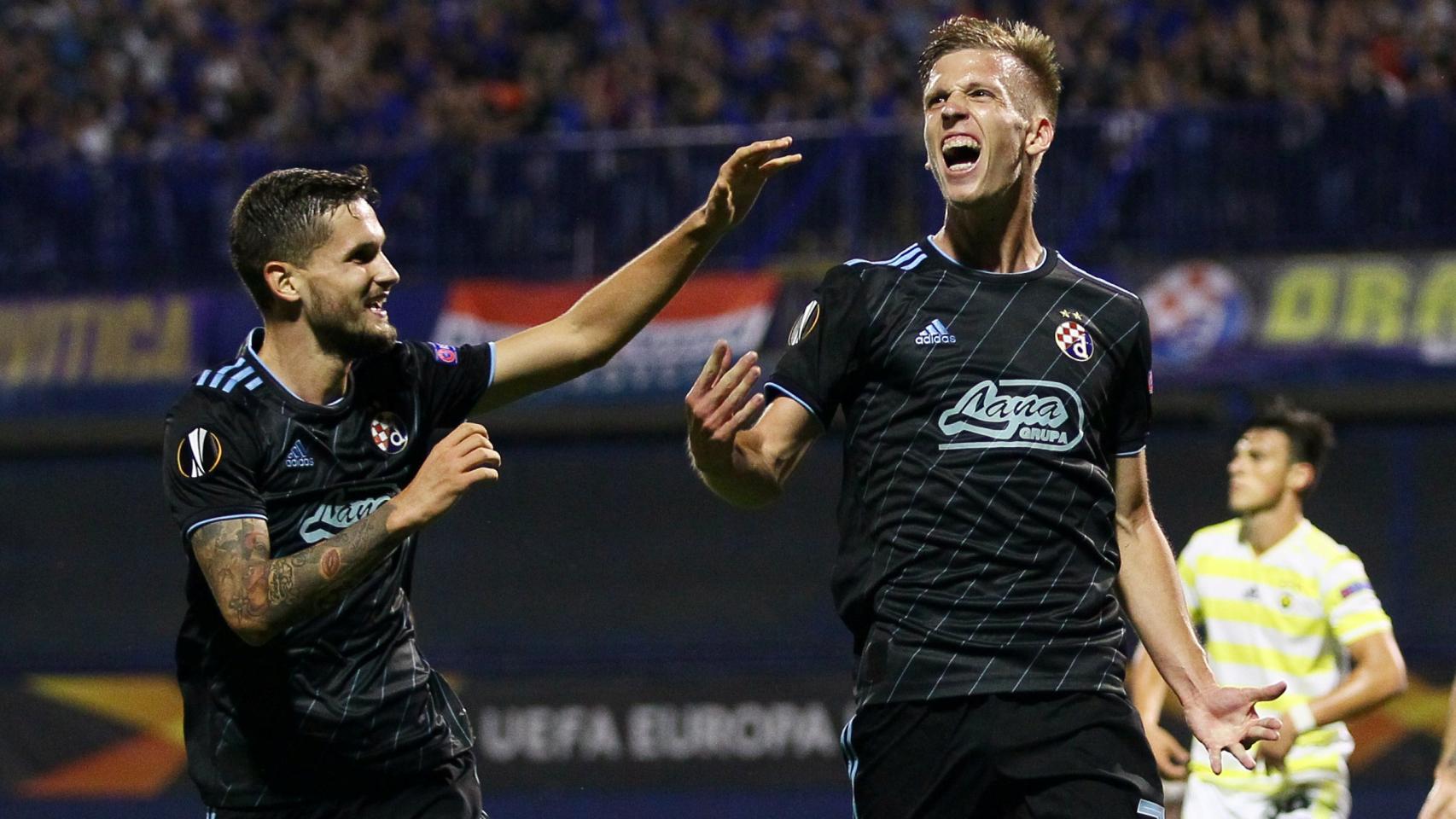 Dani Olmo celebra un gol con el Dinamo Zagreb