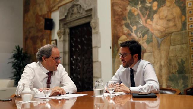 Torra y Aragonès durante su reunión de hoy.