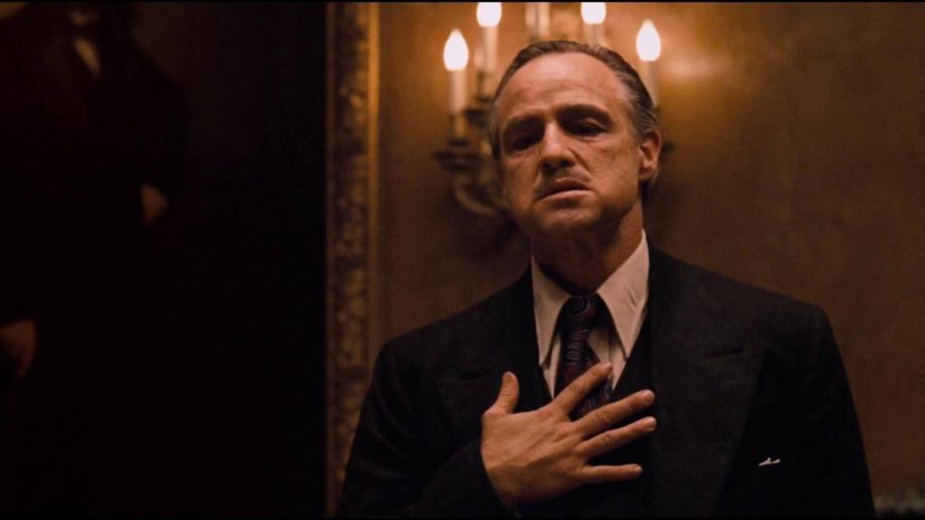 Marlon Brando como le inconfundible Vito Corleone.