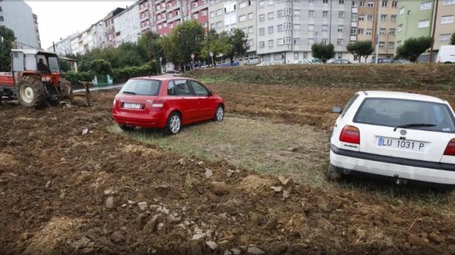 Un labrador ara un párking y deja varios coches atascados
