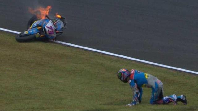 Álex Márquez, tras la caída en Japón. Foto: @motogp.
