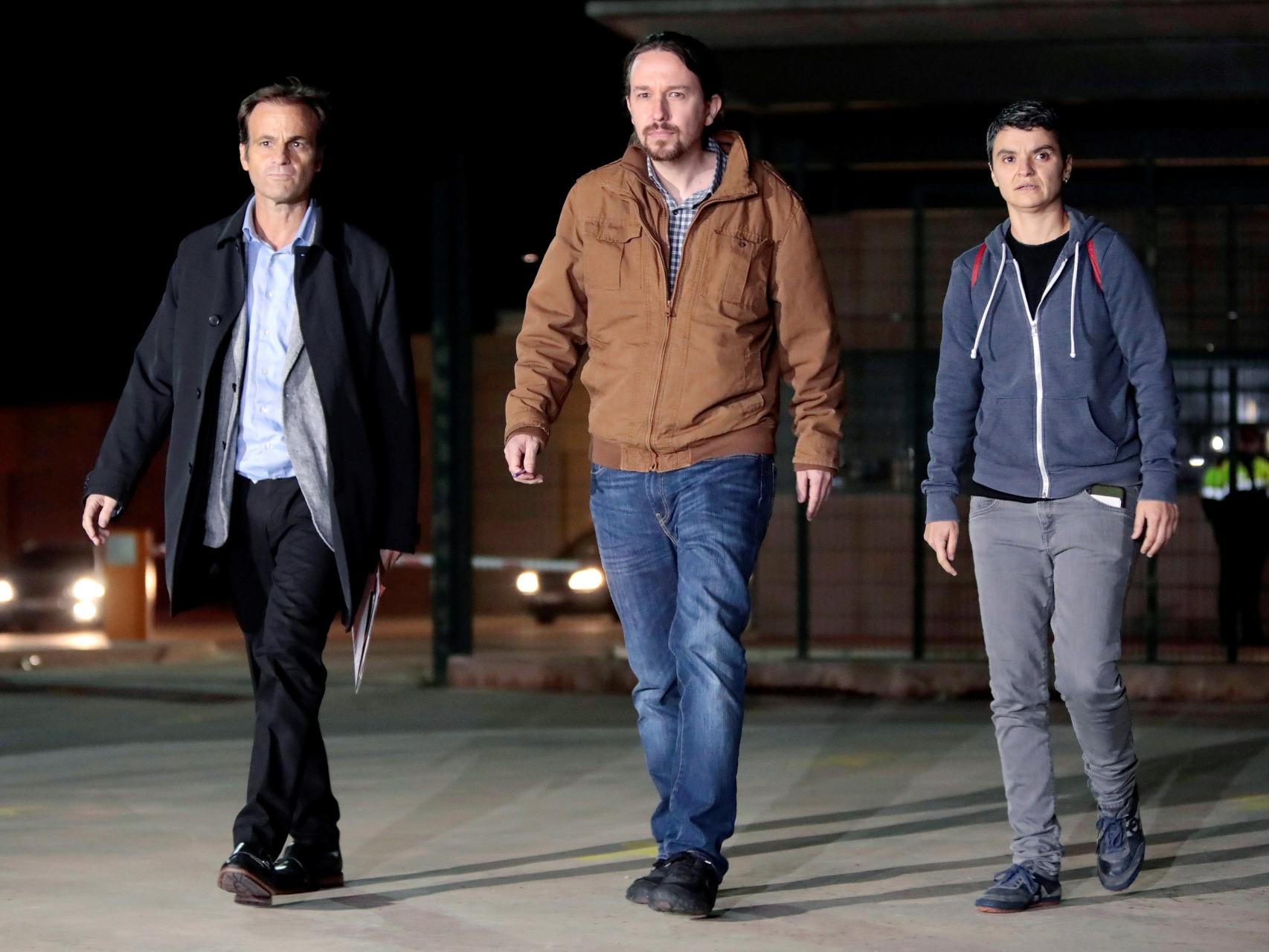 Iglesias a su salida, el sábado, de la prisión de Lledoners tras entrevistarse con Junqueras.