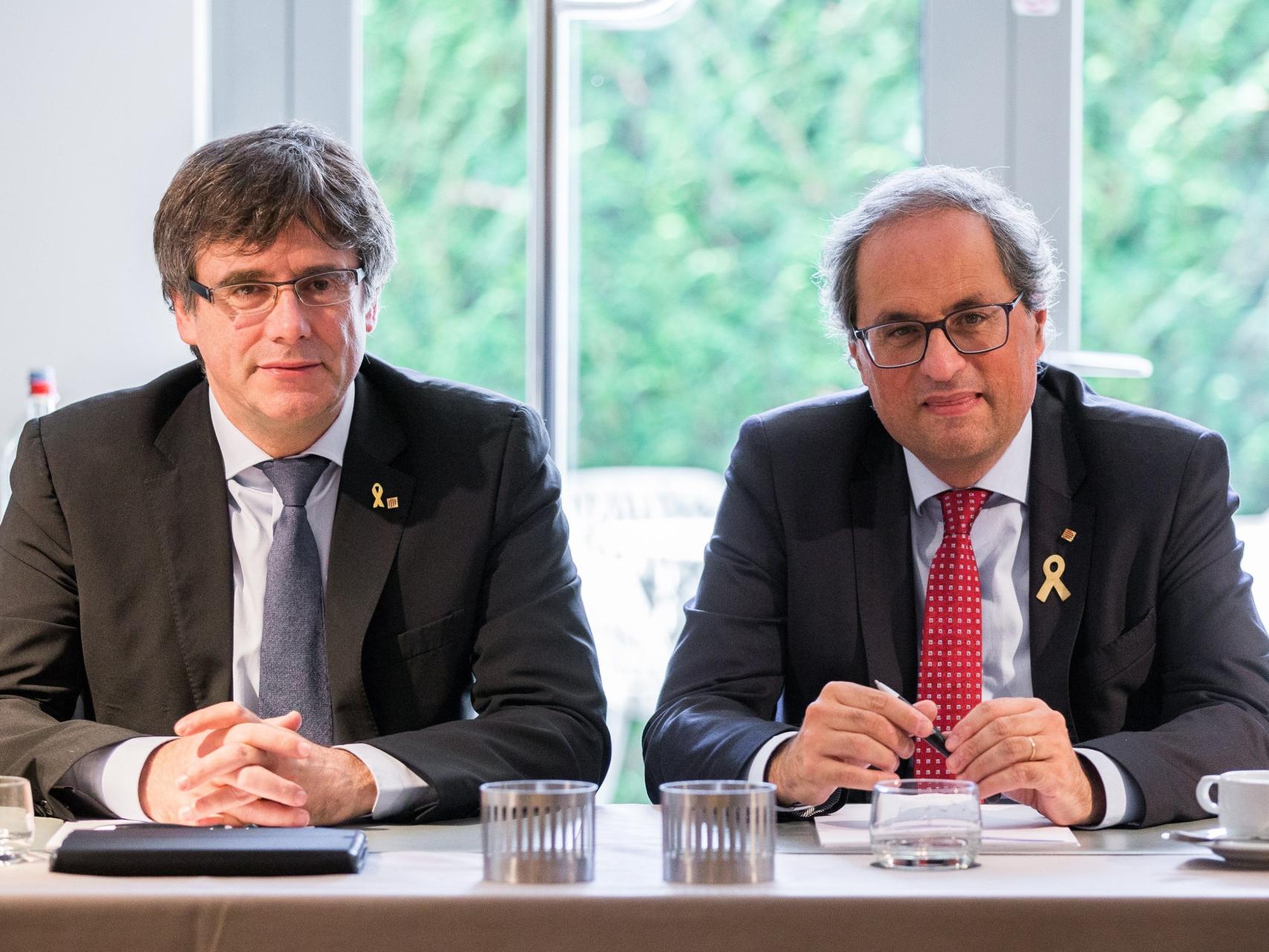 Carles Puigdemont y Quim Torra en Waterloo.