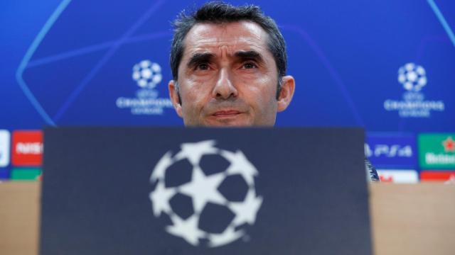 Ernesto Valverde, en rueda de prensa previa de un partido del Barcelona en Champions