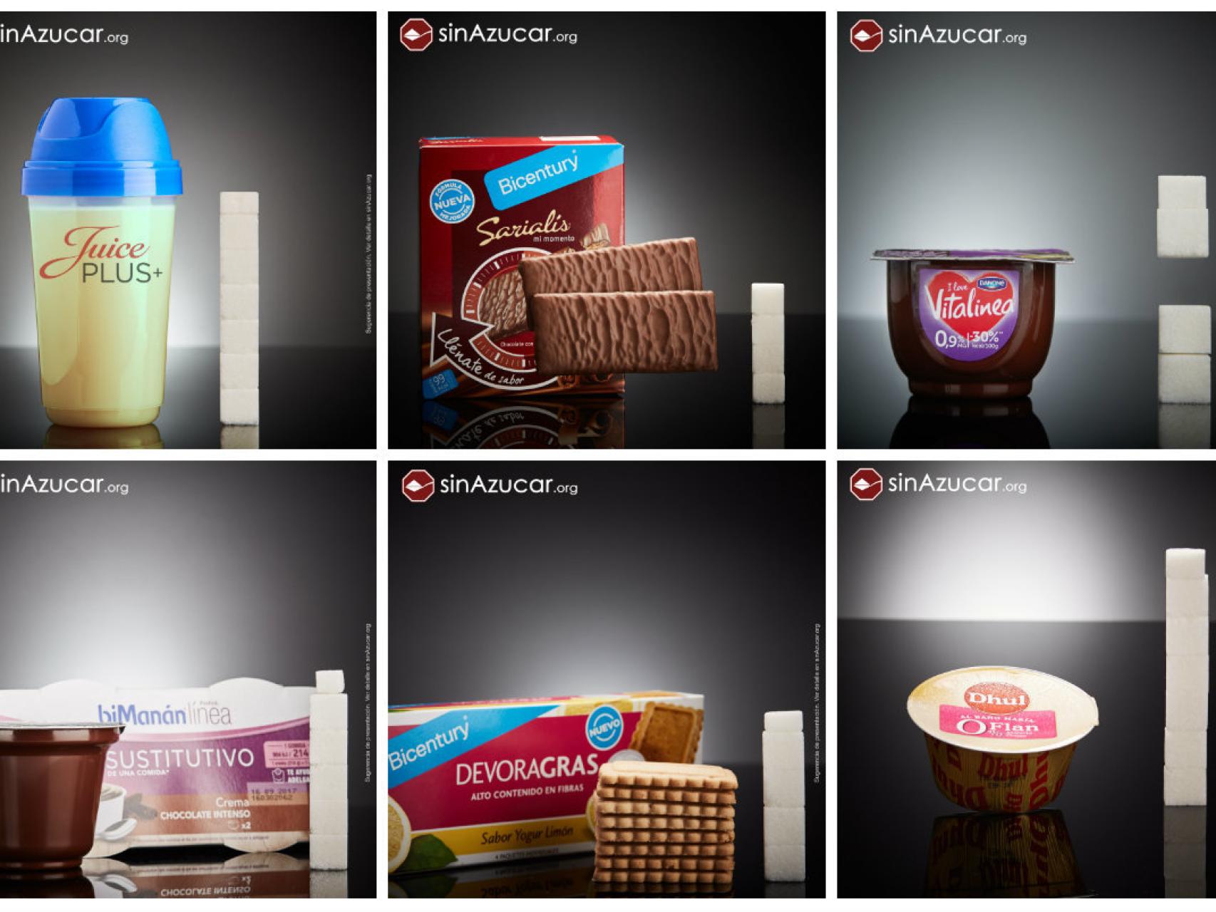 Algunos de los productos de dieta con azúcar.