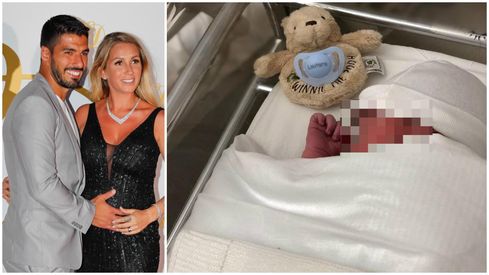 Luis Suárez y su hijo en un montaje,