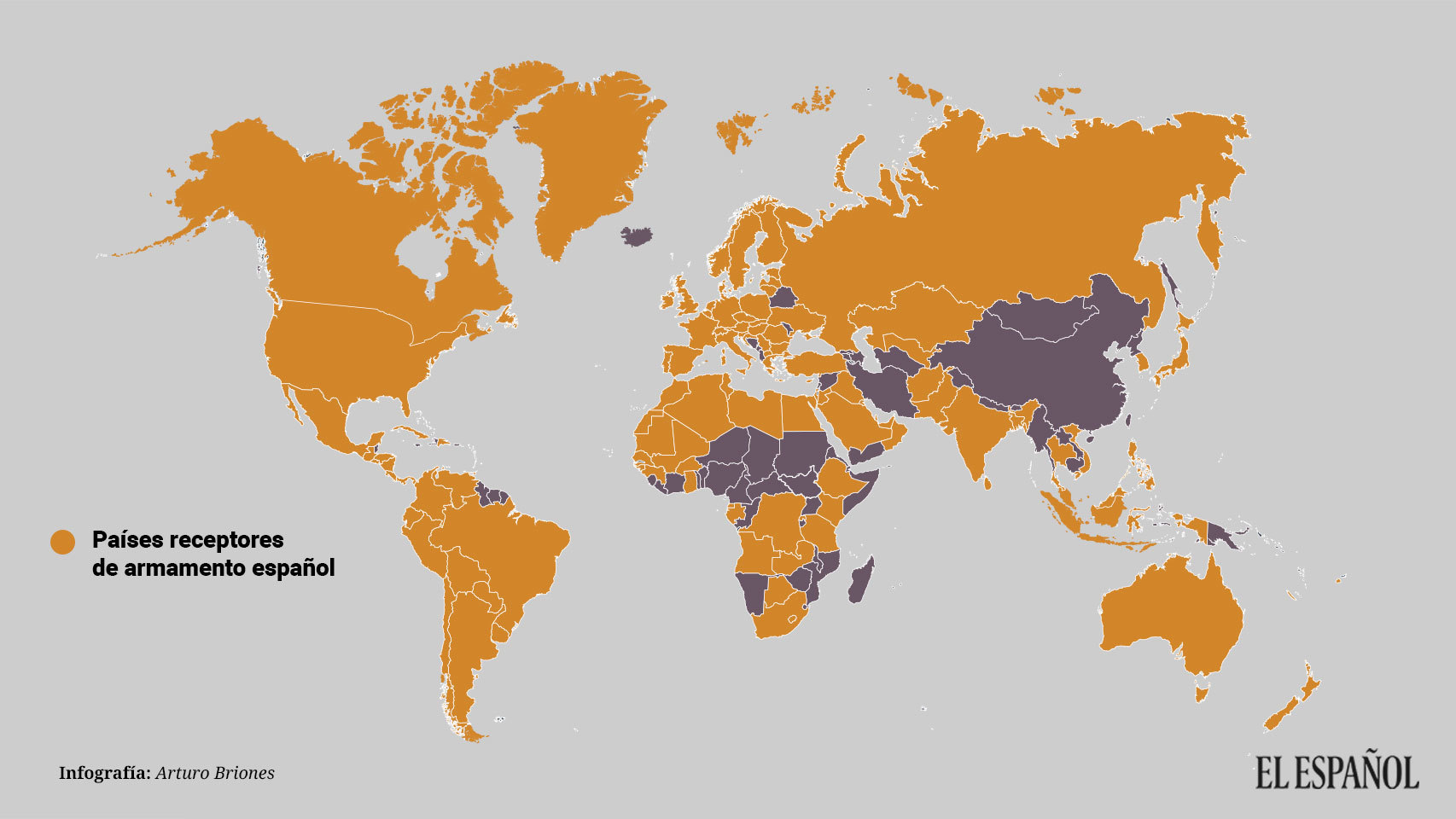 Mapa de exportaciones del sector armamentístico.