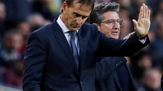 Lopetegui, durante El Clásico entre el Barcelona y el Real Madrid