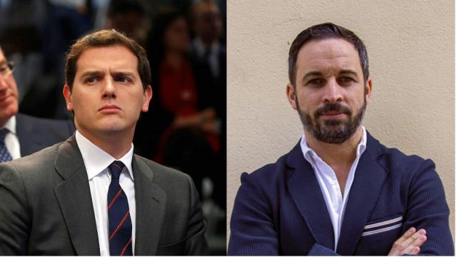 El presidente de Ciudadanos, Albert Rivera, y el presidente de Vox, Santiago Abascal.